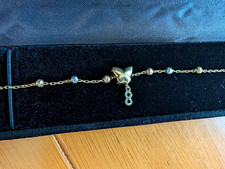 18ct Gold Cable Chain Bracelet Butterfly Dangle Charm Adjustable Lobster 18cm