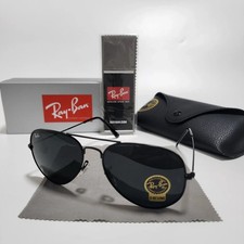 Ray-Ban RB3025 Aviator Pilot Sunglasses Black Frame Glass Gray Lens 58-14 138 mm