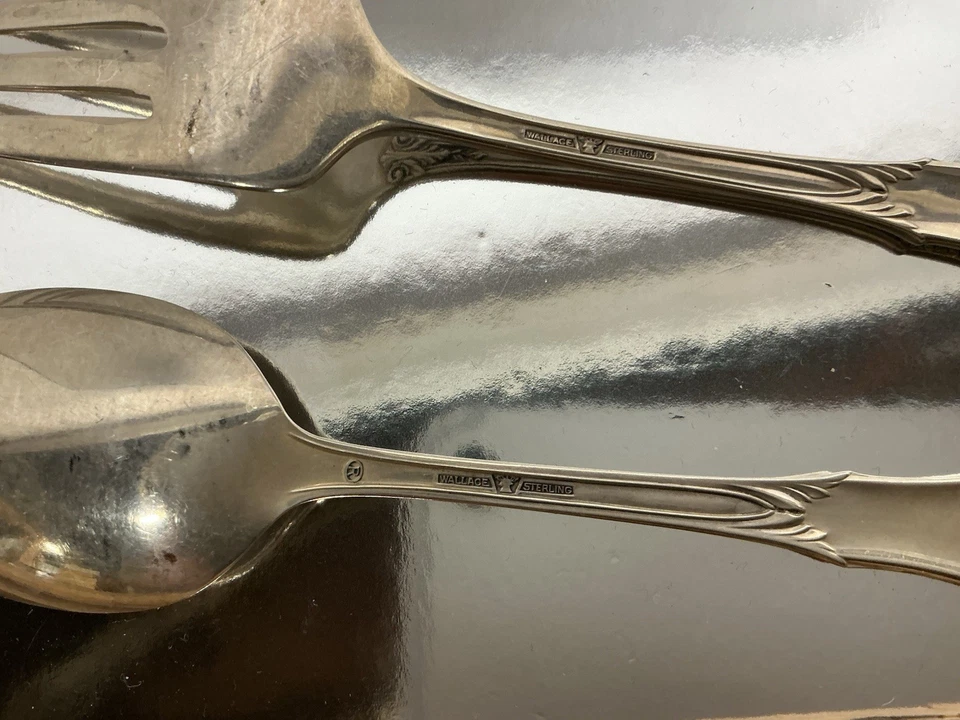 WALLACE *ROSE POINT* Pattern Sterling Silver 6 3/8” Fork And 6” Spoon - Image 3 of 4