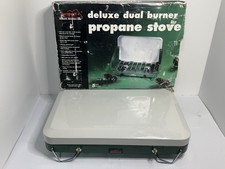 Vintage TexSport Deluxe Dual 2 Burner Propane Camp Stove & Original Box (Tested)