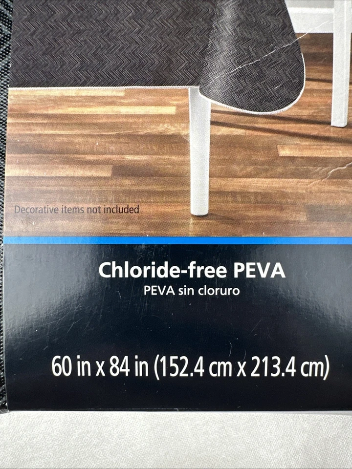 Mainstays Rectangular PEVA Tablecloth 60" x 84" Grey Herringbone New, Free Ship - Image 3 of 4