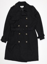 Marks and Spencer Damen Schwarz Trenchcoat Gr&ouml;&szlig;e 14 G&uuml;rtel Lang Klassisch