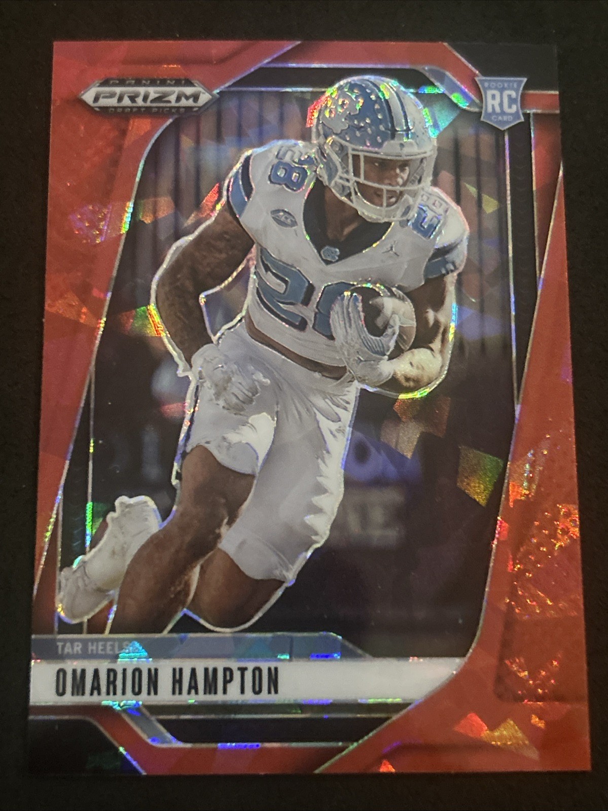 2025 Omarion Hampton (UNC) Panini Prizm Draft Picks Rookie Red Ice Prizm #74 RC
