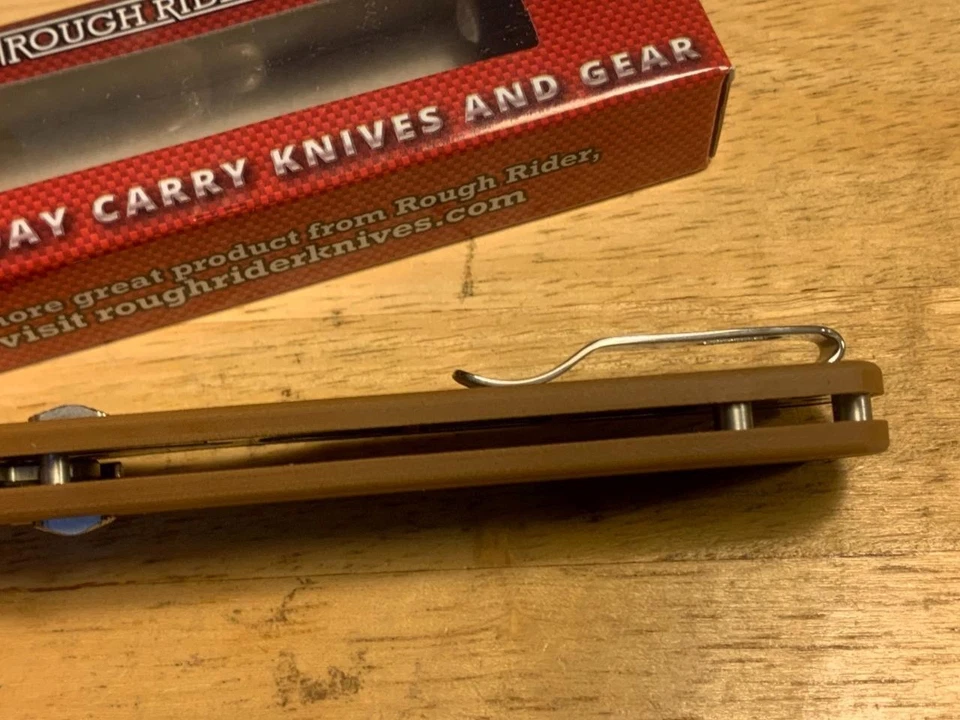 Navaja de bolsillo Rough Rider G10 bronceada con bloqueo deslizante de 4" RR2719 Foto 4 de 4