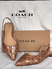 Coach Valerie Pat Slingback Flats Tan Patent Leather Pointed Toe US 7C
