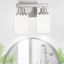 2-Light Nickel Vanity Light Bathroom Light Fixture Over Mirror 2-Light