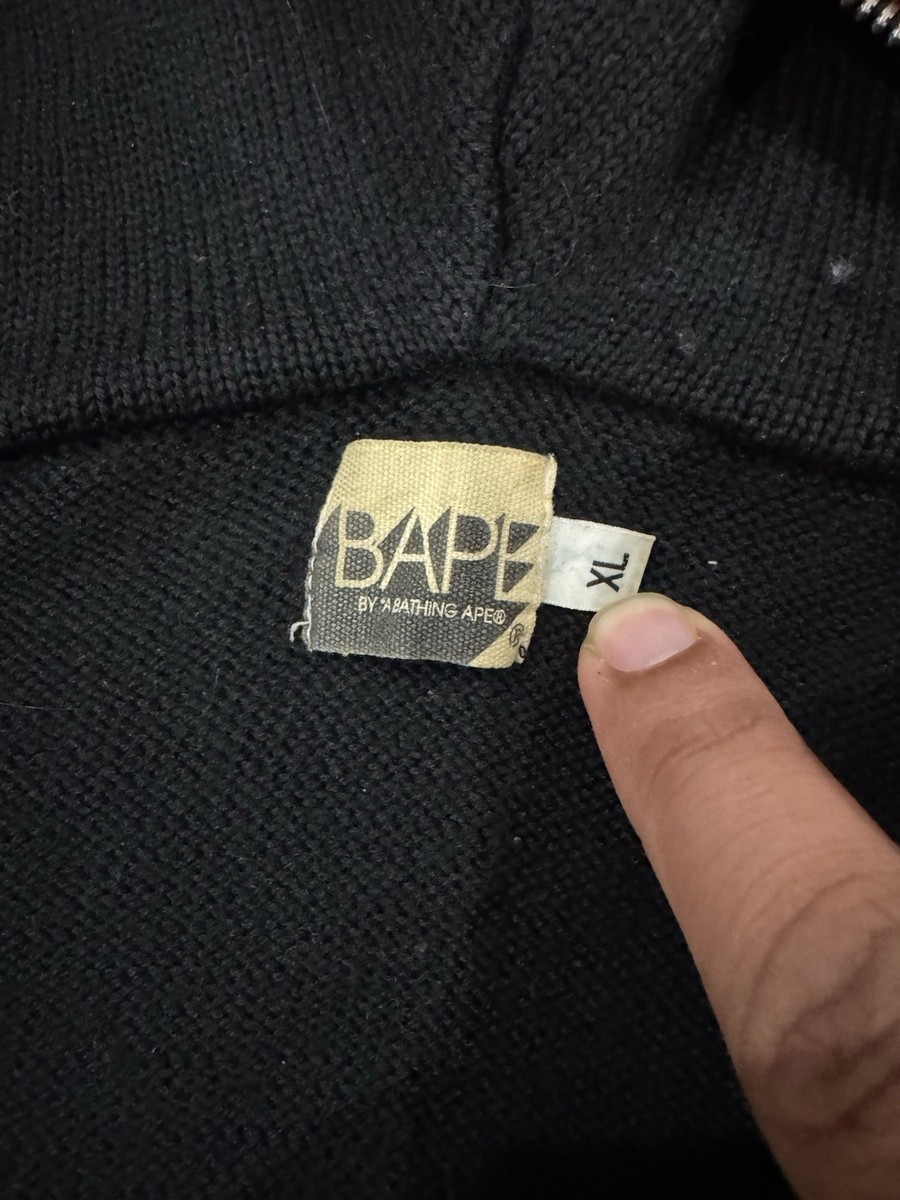 OG Bape Black Tiger Full Zip Knitted Hoodie size XL Nigo Era Japan