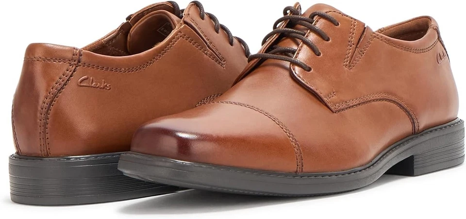 Novo Sapato de Couro Masculino Clarks Cosgrove Cap - Bronzeado Escuro - Varejo $90 - Imagem 3 de 4