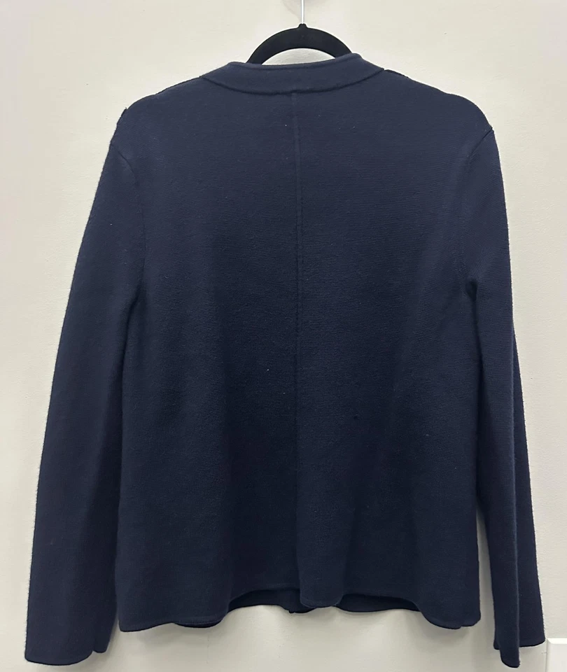 Talbots Sweater Womens XL Navy Blue Merino Wool Blend Gold Button Front Classic - Image 2 of 4