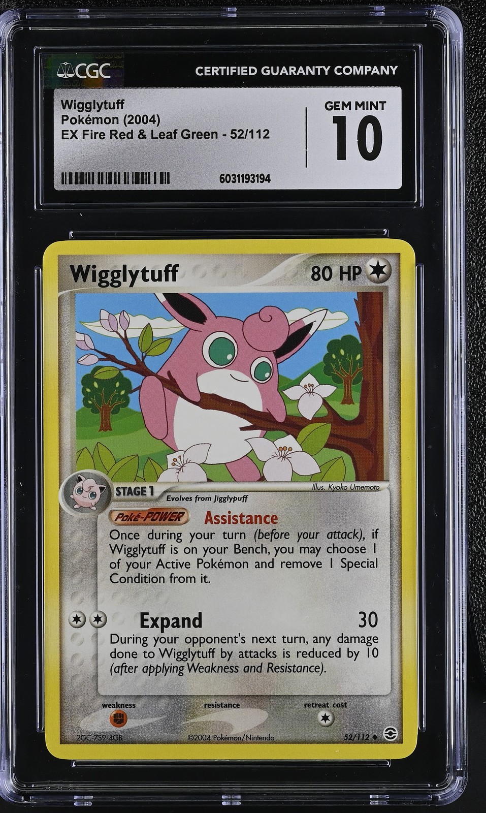 CGC 10 GEM MINT Wigglytuff 52/112 Pokemon TCG Ex Fire Red & Leaf Green CGC 10
