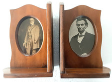 Civil War Leaders Wooden Bookends - Abraham Lincoln & Robert E. Lee