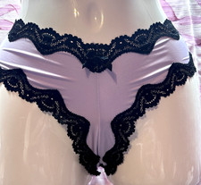 VTG Second Skin Sz XS Victoria s Secret Satin Pantie Bikini Purple Wet