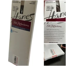 Hanes Silk Reflections TOWN TAUPE Knee High OS Silky Sheer Reinforced Toe 1 Pair