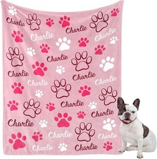 Personalized Dog Blanket Customized Pet Blankets with Name Picture Throw Blanket