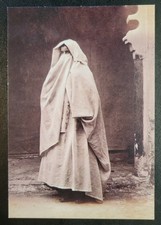 Postal - Mujer en Haik - G.W. Wilson - Marrakech - Marruecos - 4,25 x 6,25 pulgadas