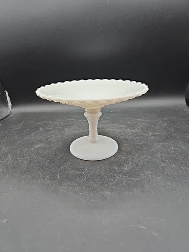 Vintage Westmoreland Milk Glass Diamond English Hobnail Pedestal Compote Dush