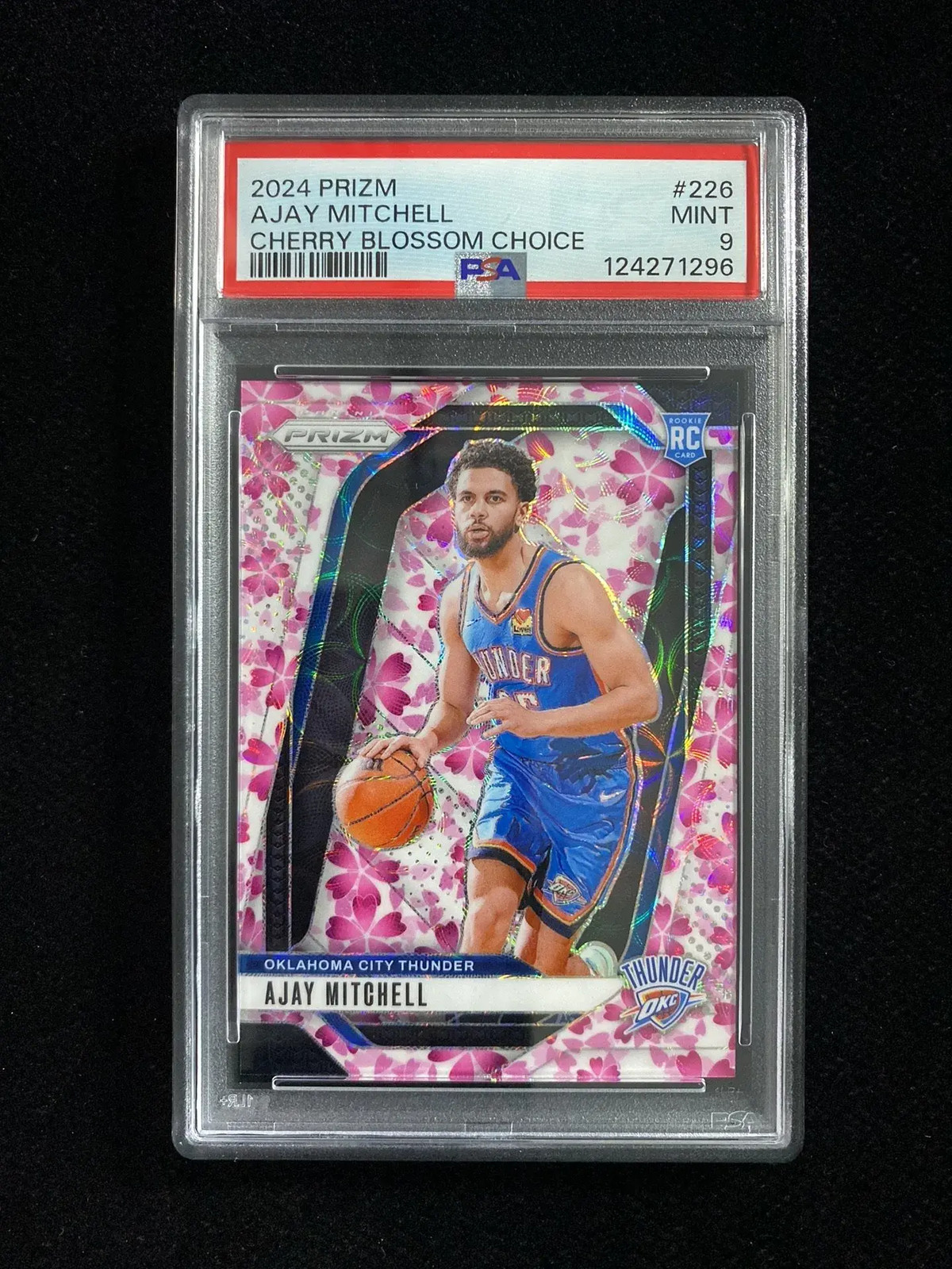 2024-25 Panini Prizm Ajay Mitchell #226 Cherry Blossom Choice 15/20 RC PSA 9 N36