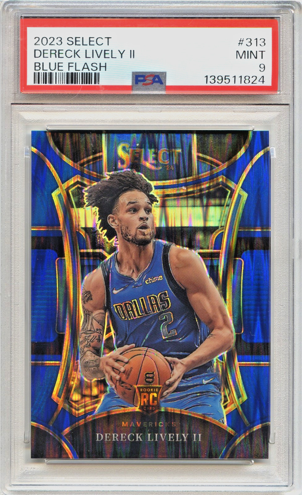 Dereck Lively II PSA 9 Prizm 2023-24 Panini Select Rookie #313 RC Blue Flash /99