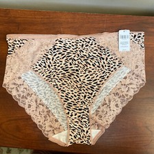 SOMA Animal Print Lace High Leg Brief Panties SIZE XL Sensuous Second Skin
