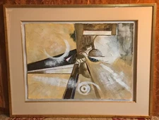 Stephen Kaye Framed Modernist Enhanced Serigraph Signed/Numbered Large 41” x 33”