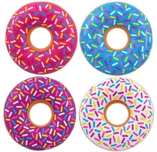 2 EXTRA LARGE JUMBO 32" INFLATABLE DONUTS POOL RAFT FLOAT SPRINKLES INFLATE SWIM
