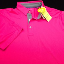 PUMA GOLF POLO SHIRT -M- PINK MAGENTA GRAY SMOOTH STRETCH POLY PERFORMANCE