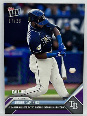2023 Topps Now #951 Junior Caminero Call-Up Tampa Bay Rays PURPLE Parallel 17/25