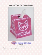 MEOW Kitty Cat Tissue Topper-Plastic Canvas Pattern or Kit