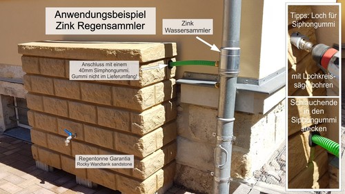 Zink Fallrohr Wassersammler Regensammler mit Schlauch d=100mm frostsicher  - Bild 10 von 12