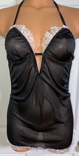 DREAMGIRL  VTG  SHEER BLACK  SKIMPY BABY DOLL CHEMISE SHORT GOWN  O/S S/M
