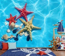 3D Red Starfish S246 Wallpaper Mural Self-adhesive Removable Sticker Kids Pa
