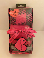 Betsey Johnson 3 pack Gift Box 9-11 Cozy Socks Pink Black Gray Plaid Stripes