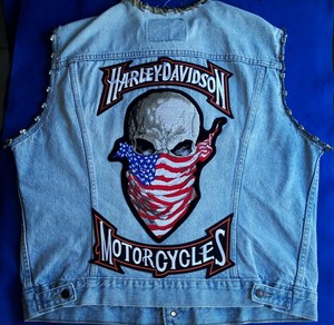 Para hombres De colección Usado Levis Corte Con Parches Harley Davidson +  Biker Talla 44 | eBay