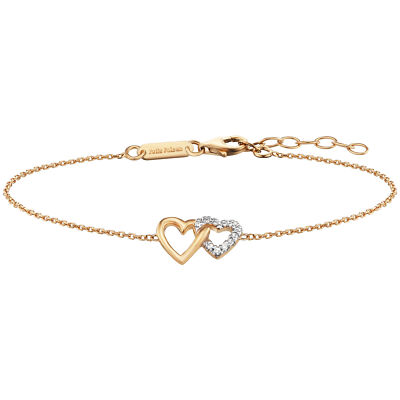 Julie Julsen Armband  925/- Sterling Silber vergoldet 2 Herzen mit 12 Zirkonia