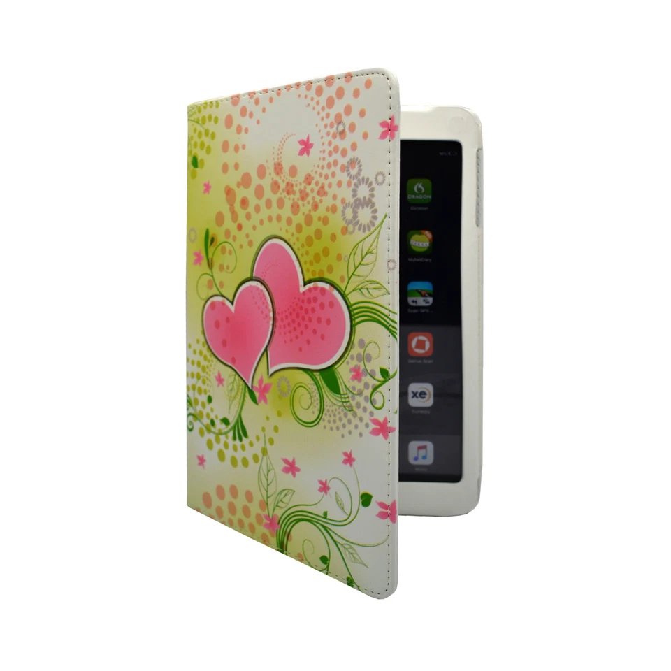 CASE FOR APPLE IPAD 2, 3, 4 MULTI FLOWER HEART DESIGN PRINT PU LEATHER COVER - Image 2 of 4
