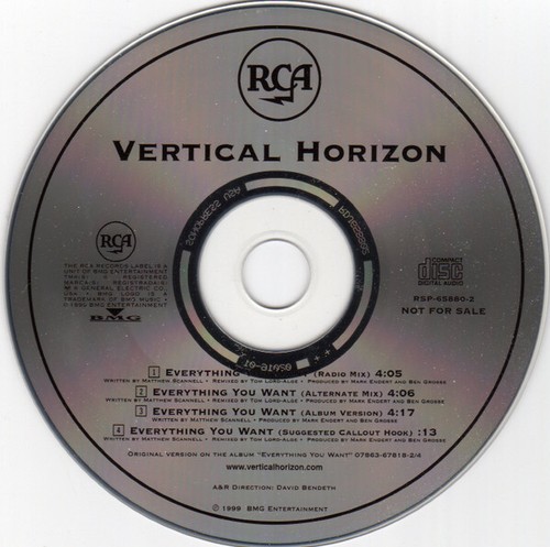 Vertical Horizon: Everything You Want PROMO MUSIC AUDIO CD alt rock band! remix - 第 1/1 張圖片