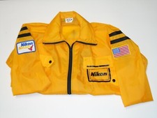 Vintage Nikon NASA Space Shuttle Windbreaker with Concealed Hood Yellow Small