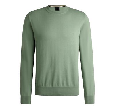 Boss Pullover Herren aus Baumwolle mit Logo Bestickt Pacas 50506023 Grün Klar