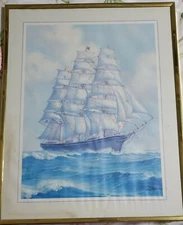 Vintage Print Clipper Ship By Tayl Colling 20×16