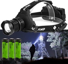 LED P70 Super Bright USB Rechargeable Headlamp Flashlight w/ 3 18650 Batteries