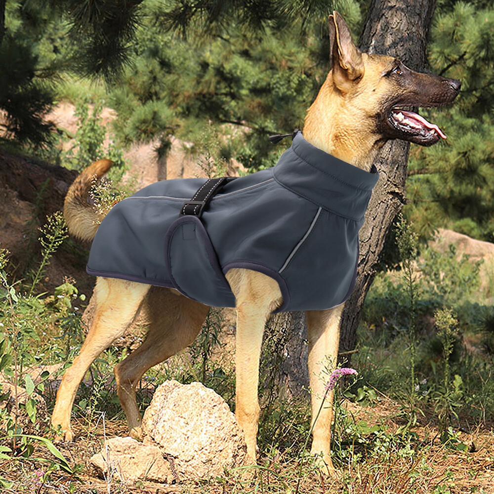 Dog Winter Coat With Fleece Lining - Waterproof Reflective Jacket For Large Dogs, Adjustable Buckle (S-XXXL)