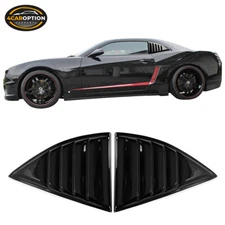 Fits 10-15 Chevy Camaro Rear Side Window Louvers Scoop Cover Gloss Black