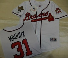 0812 Majestic 1995 Atlanta Braves GREG MADDUX World Series Baseball JERSEY New