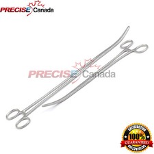 New 2Pc Set 12"  15" Curved Hemostat Forceps Locking Clamps Stainless Steel