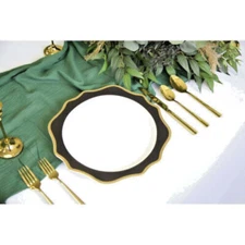 CHARGER PLATE WEDDING DECOR CERAMIC LOTUS SCALLOPED EDGE DESIGN 4 COLOURS