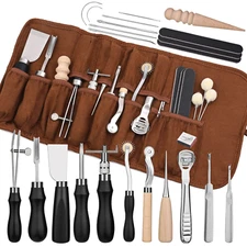 37Pcs Leather Craft Tools Kit Sewing Edge Skiver Punch Set for Beginners DIY