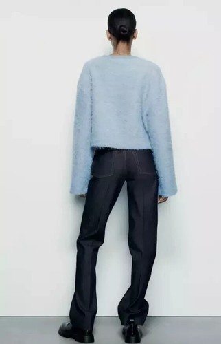 Zara Pastel Blue Fuzzy/knit Sweater Size S REF 1014/848 - Picture 6 of 11