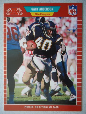 NFL 356 Gary Anderson San Diego Chargers Pro Set 1989
