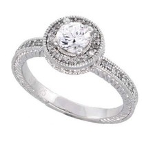 Sterling Silver Vintage Style Engagement CZ Ring w/ 5mm 0.50 ct Center CZ