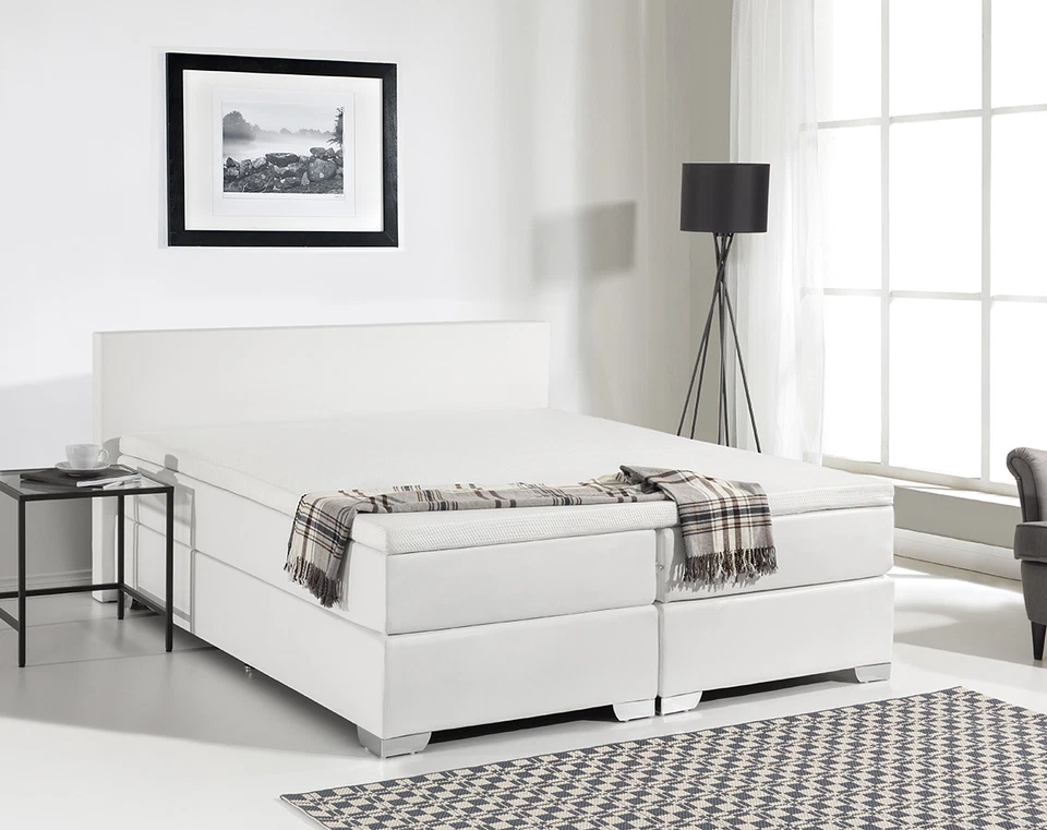 Leder Boxspring Bett mit Matratze + Visko Topper Matratzenauflage Boxspringbett - Bild 3 von 4